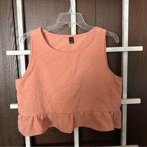 Light orange SHEIN Vacay solid ruffle hem tank top size large